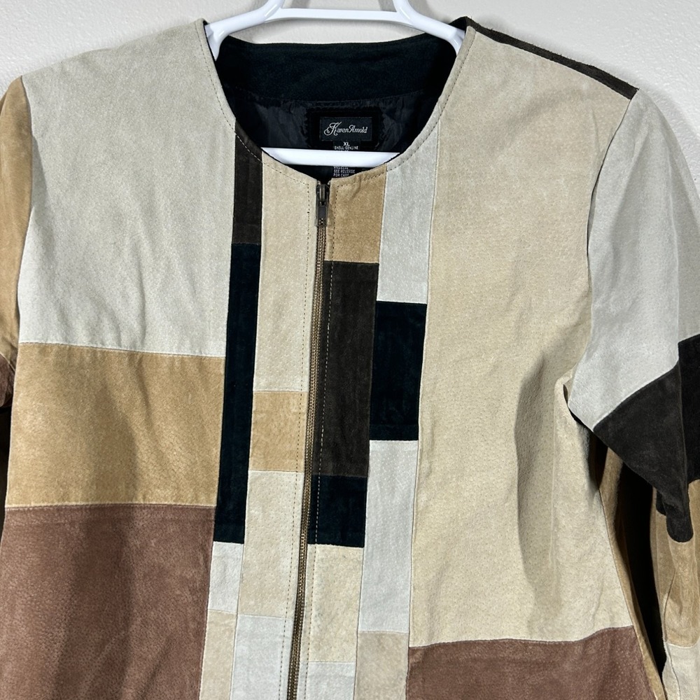 Karen Arnold Jacket Womens XL Multicolor Long Sleeve Colorblock Shell: Genuine